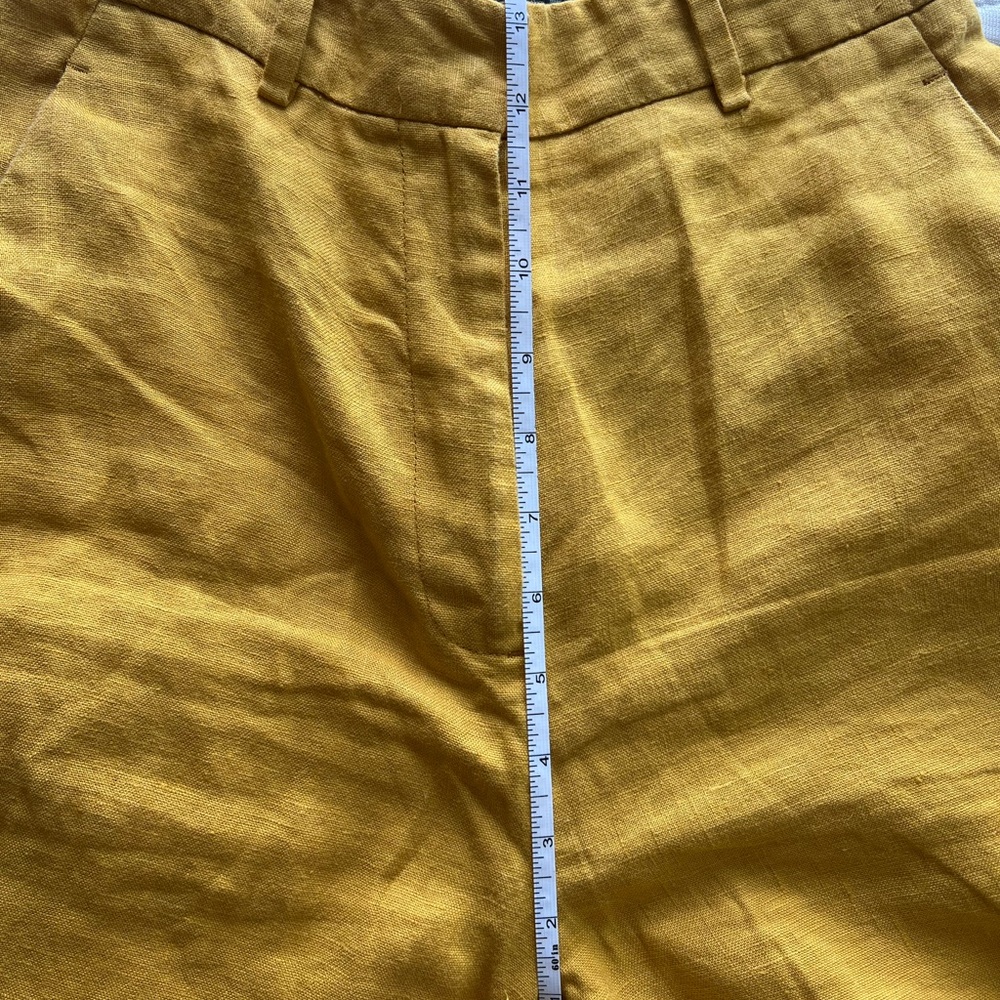 Zara Linen High-Waisted Women's Mustard Pants - Picture 7 of 8